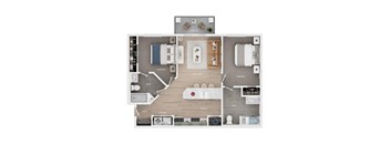 A top-down view of a house floor plan with labeled rooms.