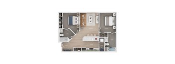 A detailed floor plan of a modern apartment layout.
