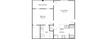 Pointe 1x1 681 SF floor plan at Chenal Pointe at the Divide, Arkansas