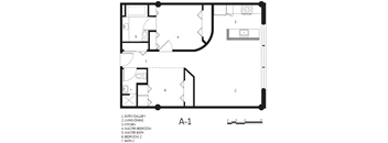 A black and white drawing of a floor plan of a house.