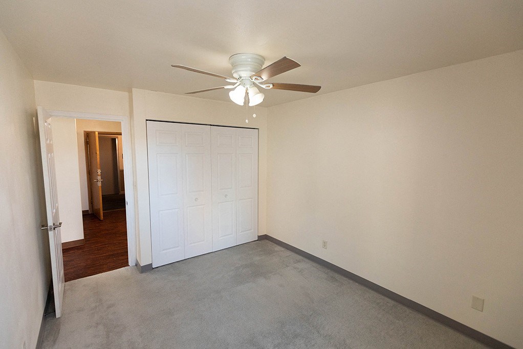 Bedroom with Ceiling Ventilator at Prospect East Apartments, Milwaukee, WI