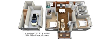 unit 1188 3d resized and fireplace verbiage added at Cedar Place Apartments, Cedarburg