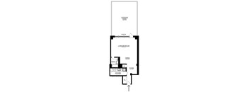 A floor plan of a house with an outdoor patio and a living room.
