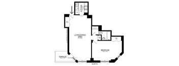 A black and white image of a floor plan for a house.