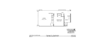 A floor plan for a 12-by-17.5-foot living space.