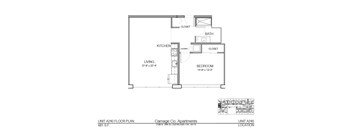 A floor plan for a 2 bedroom apartment at Carriage Co. Apartments.
