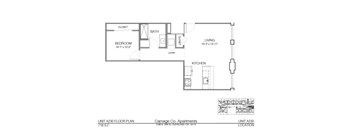A floor plan for a 718 S.F. apartment at Carriage Co. Apartments.