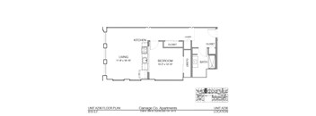A floor plan for an apartment at Carriage Co. Apartments.