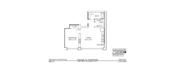 A floor plan for an apartment unit at Carriage Co. Apartments.