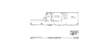 A floor plan for a unit at Carriage Co. Apartments.