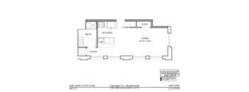 A floor plan of an apartment layout for Carriage Co. Apartments.