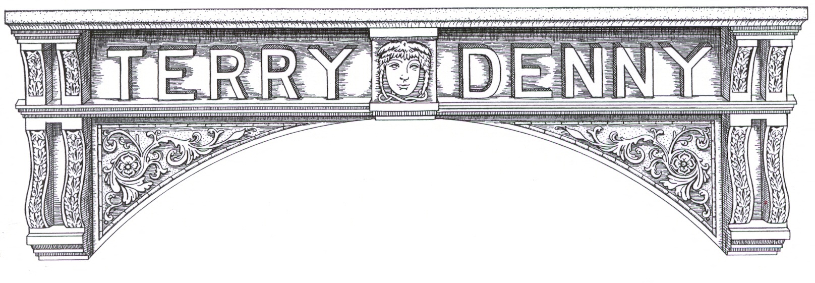 a drawing of an arch with the word treasury under it