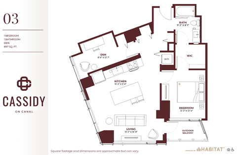Studio 03 Floor Plan at Cassidy on Canal, Chicago