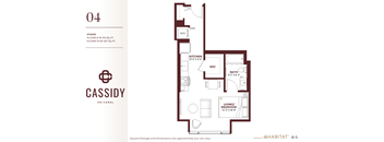 Studio 04 Floor Plan at Cassidy on Canal, Chicago