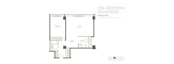 1B2 Floor Plan at The Pavilion, Detroit, MI, 48207