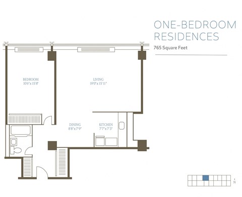 1B2 Floor Plan at The Pavilion, Detroit, MI, 48207