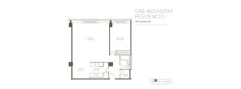 1B3 Floor Plan at The Pavilion, Detroit, MI, 48207