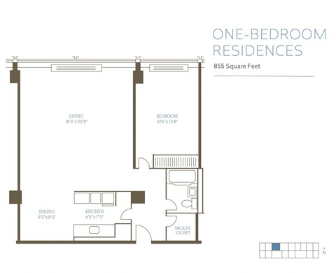 1B3 Floor Plan at The Pavilion, Detroit, MI, 48207