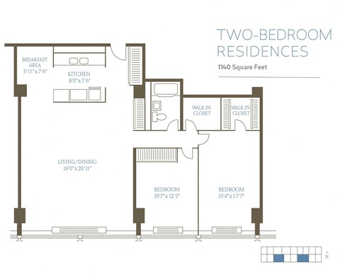 2B2 Floor Plan at The Pavilion, Detroit