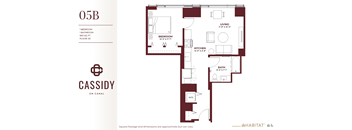 Studio 05B Floor Planat Cassidy on Canal, Chicago, IL, 60654