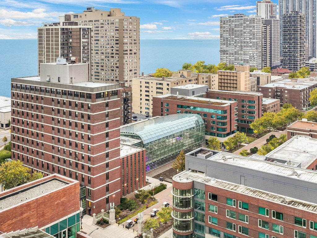 a view of the city from above