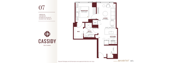 Studio 07 Floor Planat Cassidy on Canal, Chicago, IL, 60654
