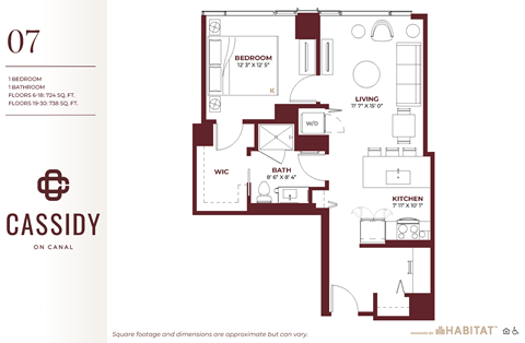 Studio 07 Floor Planat Cassidy on Canal, Chicago, IL, 60654