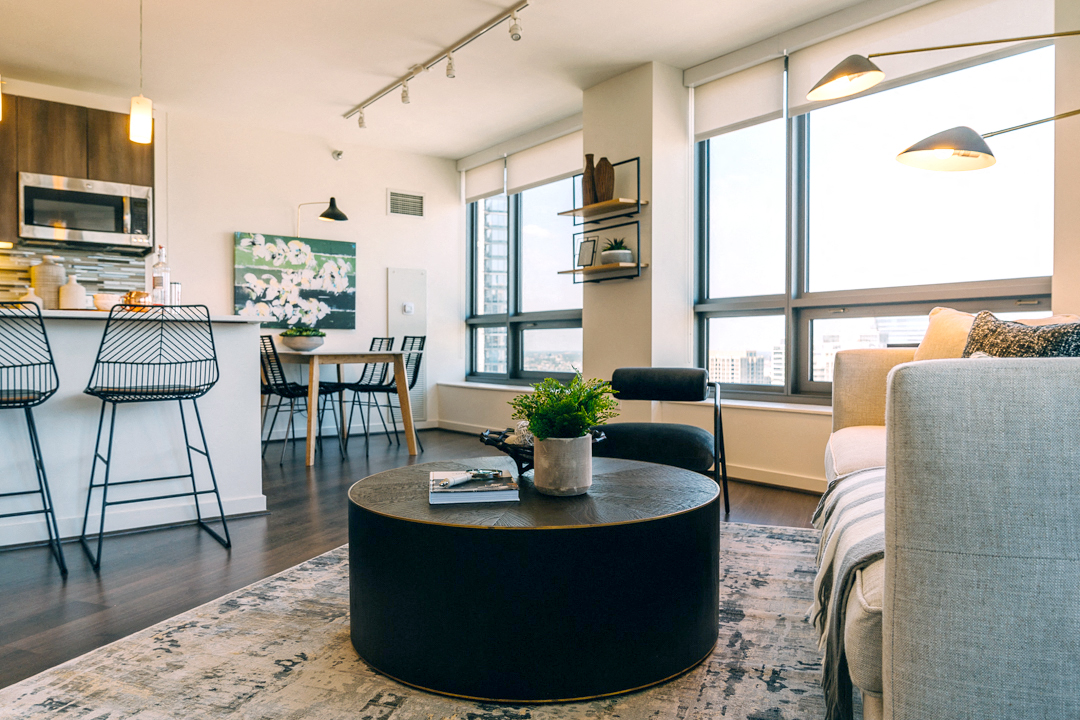 Living Area With Kitchen at Hubbard Place, Illinois