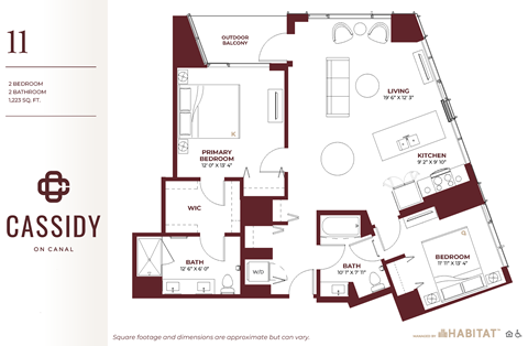 2 Bed 2 Bath Floor Planat Cassidy on Canal, Chicago, IL, 60654