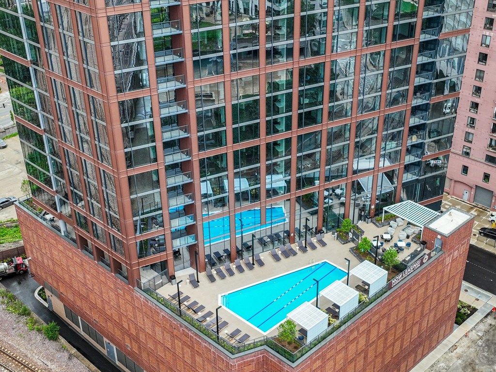 a rendering of the pool on the side of a building  at Cassidy on Canal, Chicago, 60606