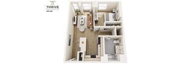 One Bedroom B Floorplan at Thrive Exchange, Chicago, IL