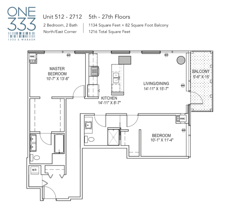 the floor plan of one 33rd street apartments at One 333, IL