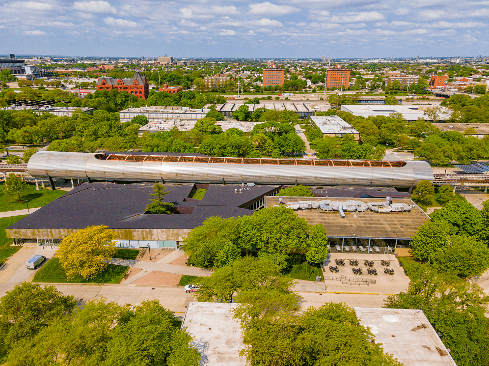a view of the city from above