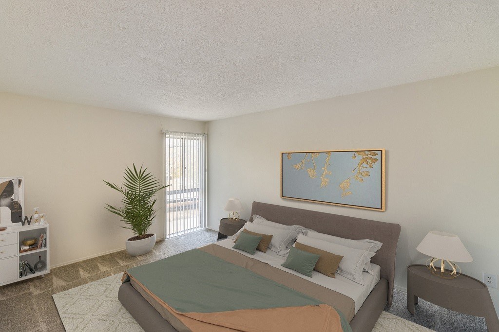 Comfortable Bedroom With Large Window at The Waverly, Belleville, Michigan