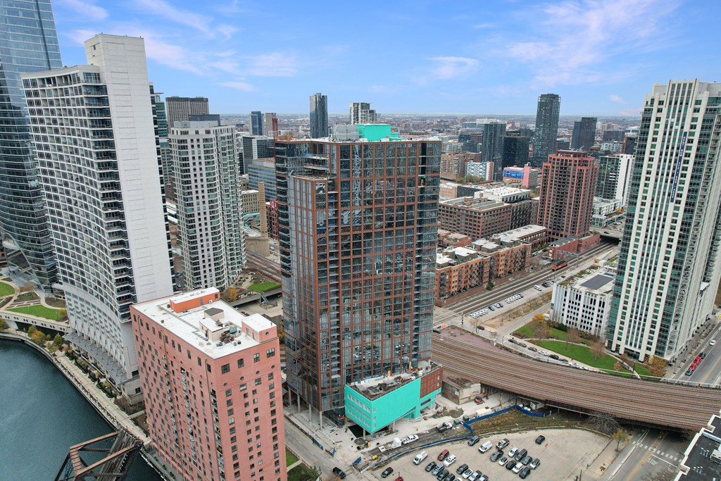a view of the city from the top of a building at Cassidy on Canal, Chicago, IL, 60654
