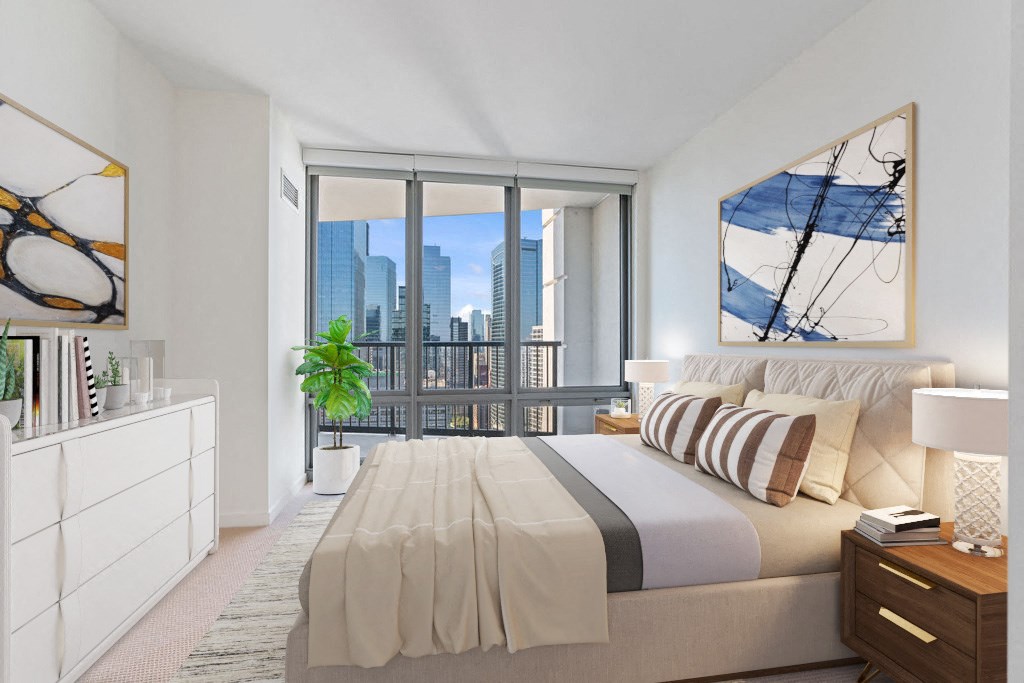 Spacious Bedroom With Comfortable Bed at Hubbard Place, Illinois, 60654