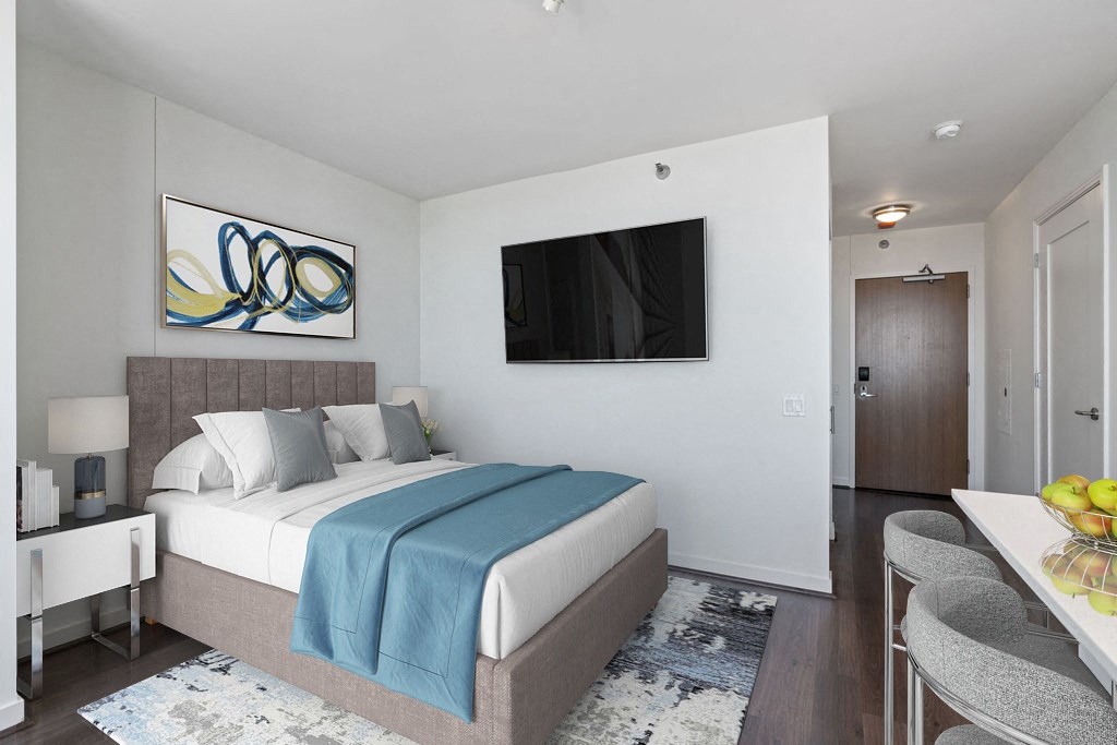 Bedroom With TV at Hubbard Place, Chicago, IL