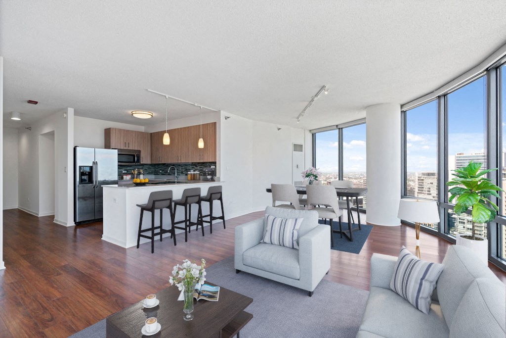 Living Room With Kitchen at Kingsbury Plaza, Chicago, IL