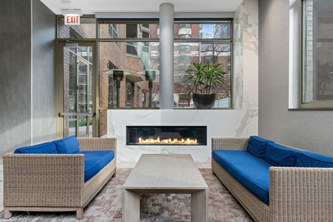 Outdoor Lounge With Fireplace at Elm Street Plaza, Illinois, 60610
