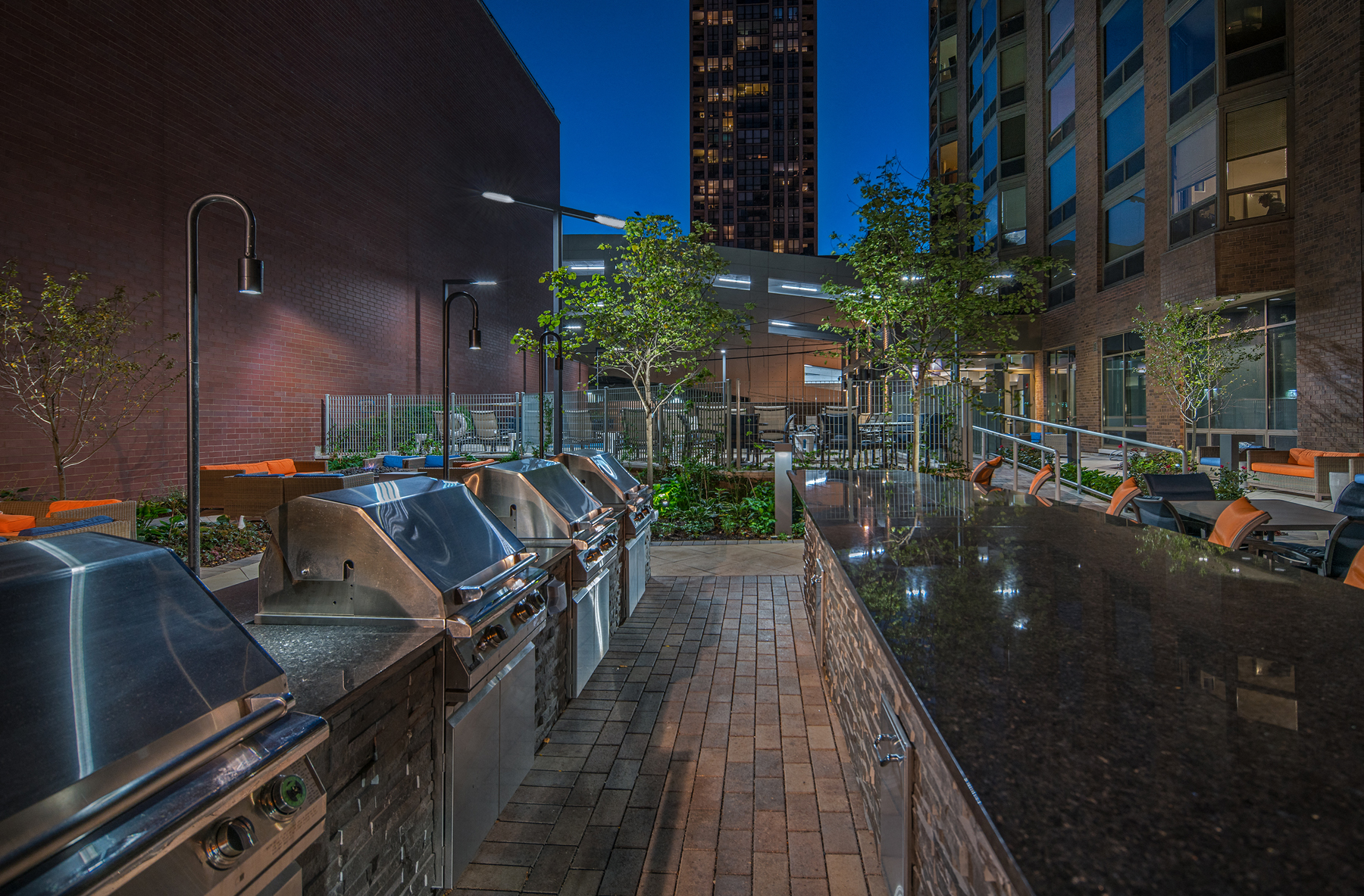 Brand New Grill Stations at Elm Street Plaza, Illinois