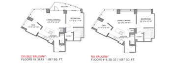 One Bedroom_hub 04 Floor Plan at Hubbard Place, Chicago, IL, 60654