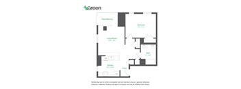 a floor plan of a unit with a bedroom and a living room