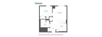 a floor plan of a unit with a bedroom and a living room