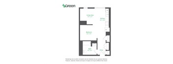 a floor plan of a living area with a bedroom and a bathroom