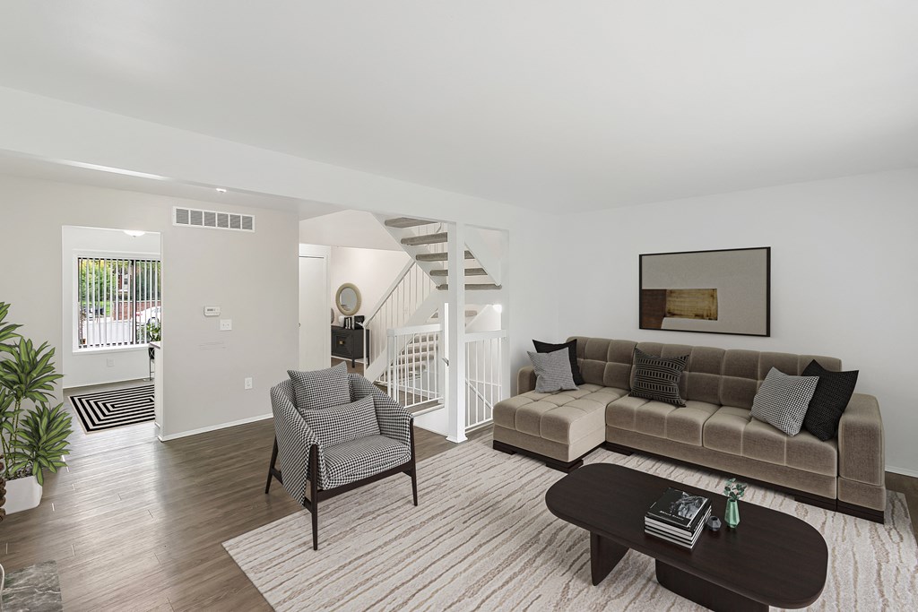 Living Room Interior at The Village of Hyde Park, Detroit, MI, 48207