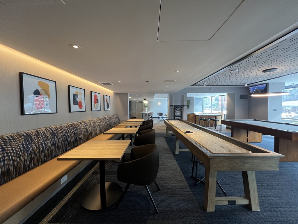 A conference room with a long table and chairs at Kingsbury Plaza, Chicago, IL, 60654