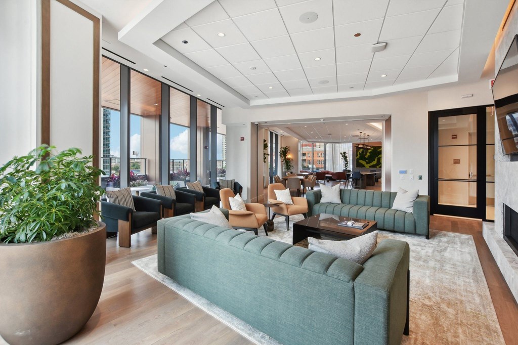 the lobby of a hotel with couches and chairs at Cassidy on Canal, Chicago, IL, 60654