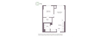 a floor plan of a unit with a bedroom and a living room