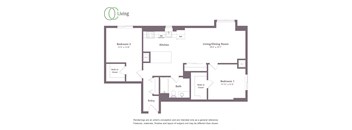 a floor plan of a unit with a bedroom and a living room