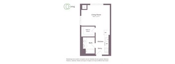 a floor plan of a unit with a bedroom and a living room